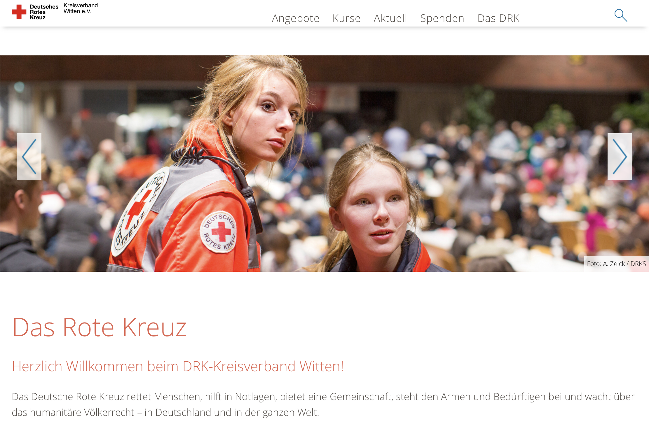 Screenshot der Startseite der neuen Internetseite