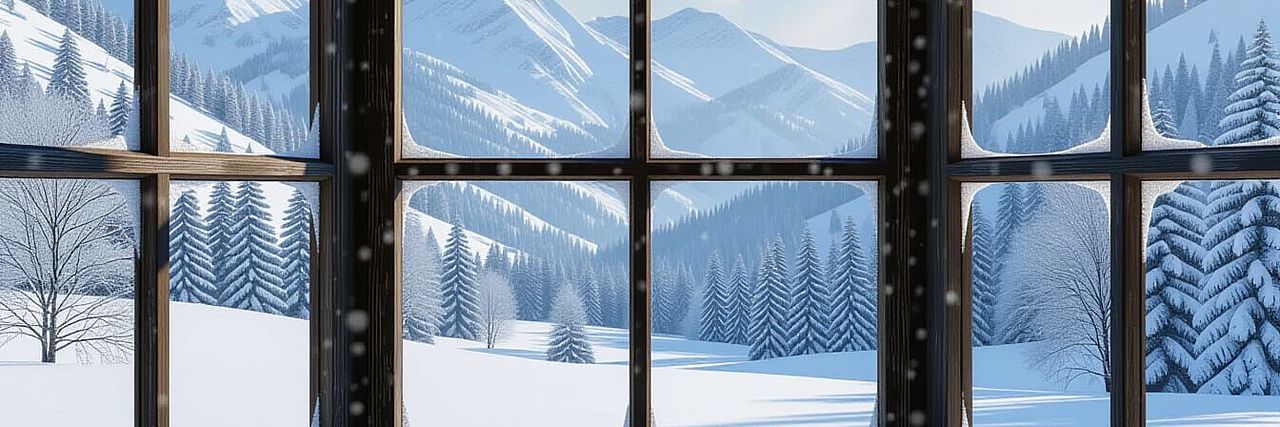 Blick aus Einem Fenster in eine Winterlandschaft (AI-Generated)